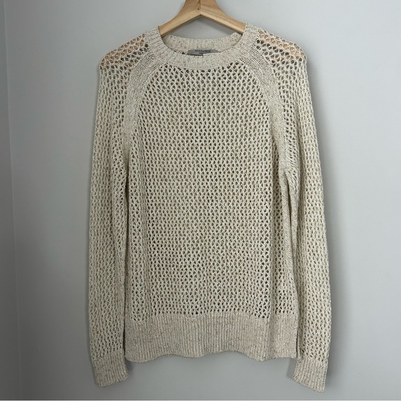 AllSaints Mesh Metallic Crew Jumper Sweater - Picture 2 of 11